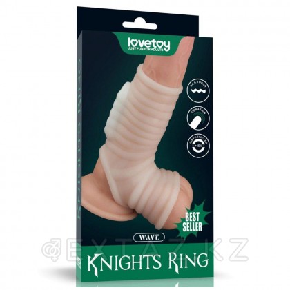 Насадка на пенис с вибрацией с рукавом для мошонки Wave Knights Ring (14,4*2,8) от sex shop Extaz