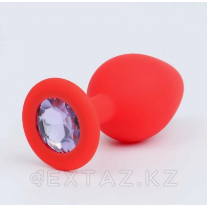 Анальная пробка из красного силикона со светло-фиолетовым кристаллом (размер S) от sex shop Extaz фото 2