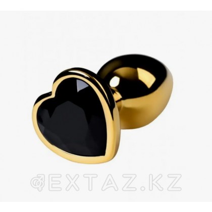 Золотая пробка с черным кристаллом в форме сердца от sex shop Extaz фото 2
