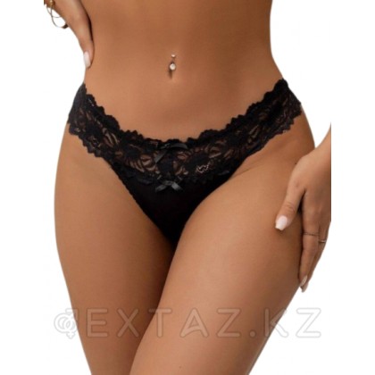 Трусики танга Sexy Floral Lace, черные, 3XL от sex shop Extaz