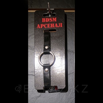 Кляп с кольцом из черной кожи лак от sex shop Extaz фото 2