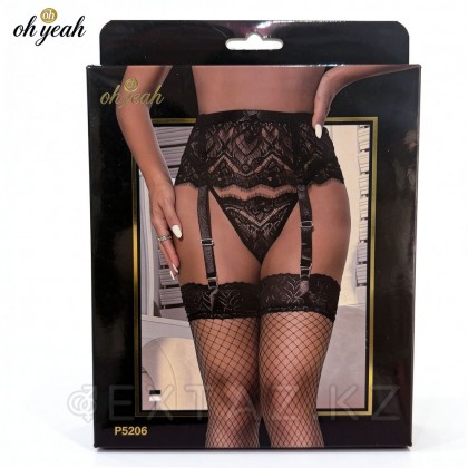 Кружевные трусики с поясом и подвязками для чулок Tender, черные, 2XL от sex shop Extaz фото 3