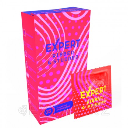 Презервативы EXPERT Ribbed&Studded, ребристо-точечные, 15 шт от sex shop Extaz фото 3