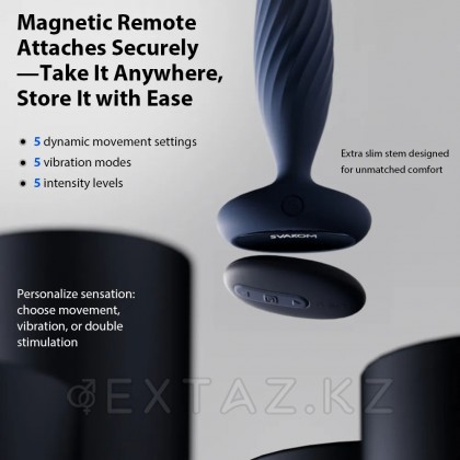 Анальная вибропробка Jordan темно-синяя с поступательными движениями от SVAKOM от sex shop Extaz фото 8