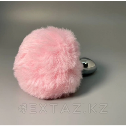 Металлическая анальная пробка с розовым хвостиком Fluffly от Alive (8*3,5 см.) от sex shop Extaz фото 2
