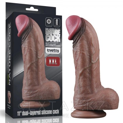 Фаллоимитатор XXL с двойным покрытием (28*7,4) темный от sex shop Extaz фото 5