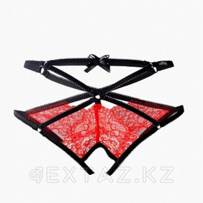 Трусики с доступом и переплетением лент красные Le Frivole Easy to love (XS/S, 40-42) от sex shop Extaz