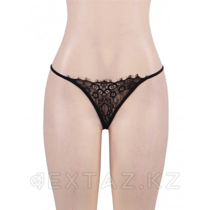 Комплект белья черный: бра, стринги и пояс с ремешками (размер 3XL-4XL) от sex shop Extaz фото 7