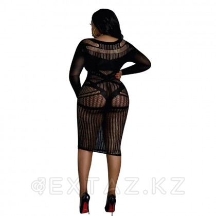 Сексуальное платье-сетка с длинным рукавом от Moonlight черное (plus size) от sex shop Extaz фото 4