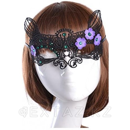 Кружевная маска со стразами и цветочками  от sex shop Extaz фото 3