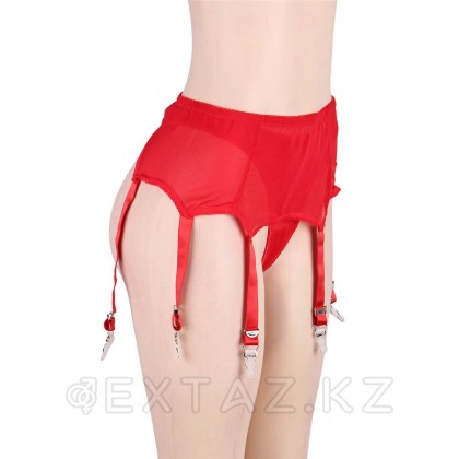 Пояс красный для чулок с ремешками на клипсах (XL-2XL) от sex shop Extaz фото 2