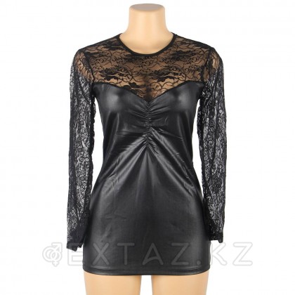 Кожаное платье с кружевной отделкой Ohyeah Sexy lace +стринги, L - extaz.kz фото 7 Кожаное платье с кружевной отделкой Ohyeah Sexy lace +стринги, L от sex shop Extaz фото 7