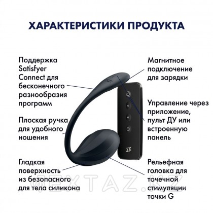 Виброяйцо Satisfyer Ribbed Petal черный (Connect App) от sex shop Extaz фото 3