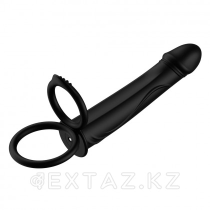 Двойное эрекционное кольцо с вибрацией и фаллоимитатором от sex shop Extaz
