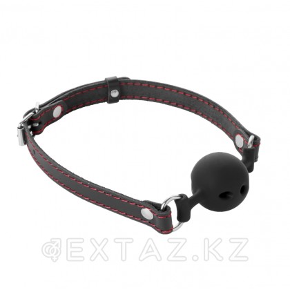 Кляп 3.8 см с черными ремнями и контрастной строчкой от sex shop Extaz