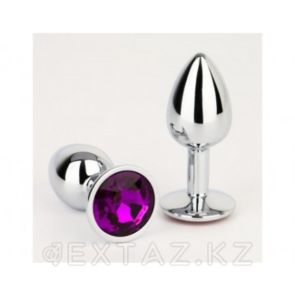 Анальная пробка серебряная, с тёмно-фиолетовым кристаллом (28 мм.) от sex shop Extaz фото 2