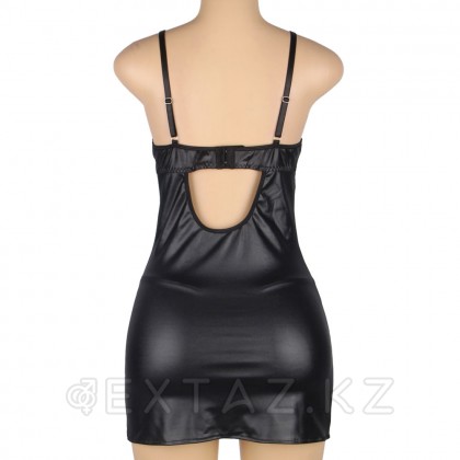 Кожаное платье с кружевом и стрепами Ohyeah Sexy Black +стринги, 3XL-4XL от sex shop Extaz фото 7