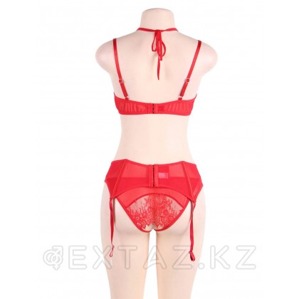 Комплект белья красный: бра, стринги и пояс с ремешками (размер XS-S) от sex shop Extaz фото 9