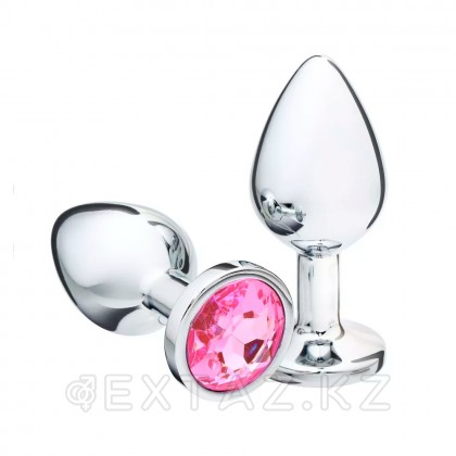 Большая серебряная пробка с розовым кристаллом от sex shop Extaz фото 3