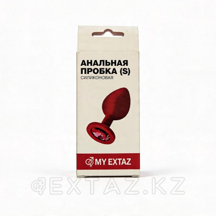 Анальная пробка из красного силикона со светло-розовым кристаллом (размер S) от sex shop Extaz фото 7