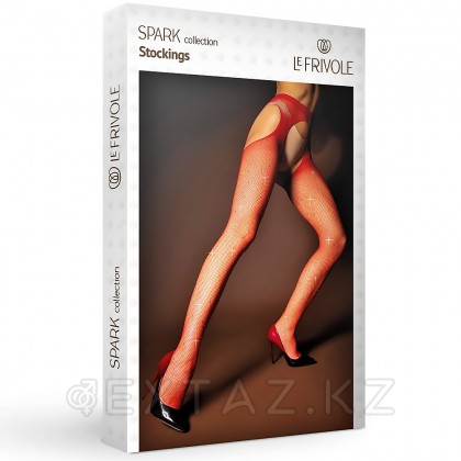 Колготки в сетку Le Frivole Spark с вырезами и стразами, S-XL от sex shop Extaz фото 2