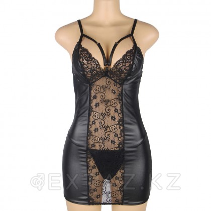 Кожаное платье с кружевом и стрепами Ohyeah Sexy Black +стринги, XS-S - extaz.kz фото 4 Кожаное платье с кружевом и стрепами Ohyeah Sexy Black +стринги, XS-S от sex shop Extaz фото 4