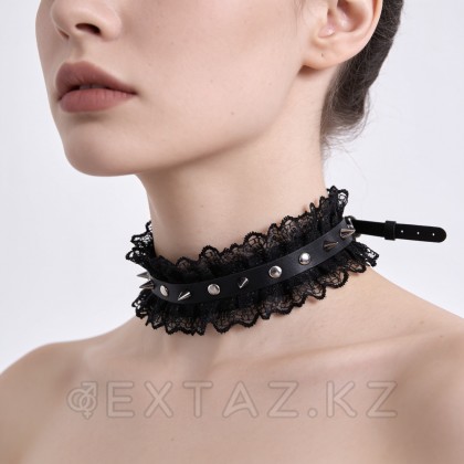 Чокер с шипами и черным кружевом от sex shop Extaz фото 2