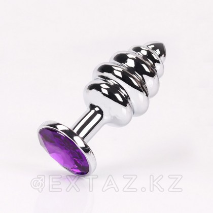 Металлический плаг с кристаллом, фиолетовый от sex shop Extaz фото 4