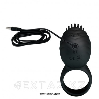 Виброкольцо с мощной стимуляцией клитора (на зарядке USB) чёрный от sex shop Extaz фото 2