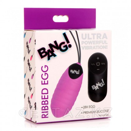 Ребристое виброяйцо Bang! 28X Ribbed Silicone Egg с дистанционным управлением, фиолетовый, 7х3 см от sex shop Extaz фото 5