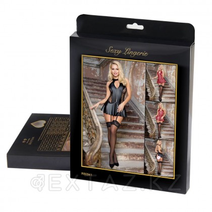 Кожаное платье со шнуровкой и юбкой-воланом Ohyeah +стринги, XL-2XL от sex shop Extaz фото 2