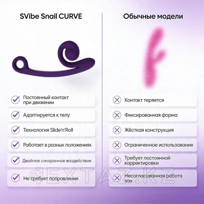 Вибратор для двойной стимуляции SVibe Snail CURVE фиолетовый от sex shop Extaz фото 2