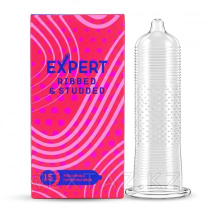 Презервативы EXPERT Ribbed&Studded, ребристо-точечные, 15 шт от sex shop Extaz