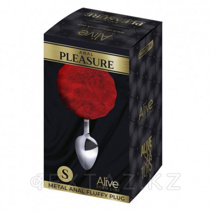 Металлическая анальная пробка с красным хвостиком Fluffy от Alive (7*3,2 см.) от sex shop Extaz фото 3