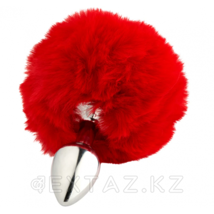 Металлическая анальная пробка с красным хвостиком Fluffy от Alive (7*3,2 см.) от sex shop Extaz фото 3