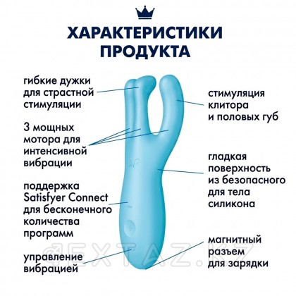 Клиторальный вибростимулятор Satisfyer Threesome 4 Connect App голубой от sex shop Extaz фото 10