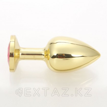Маленькая золотистая анальная пробка с круглым кончиком и кристаллом от sex shop Extaz