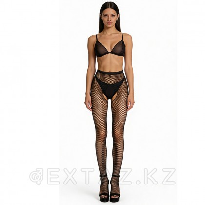 Черные колготки со сдвоенной мелкой сеткой и доступом (SENSE) (S/XL) от sex shop Extaz фото 2
