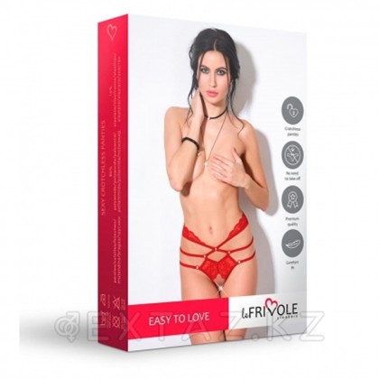 Трусики кружевные красные с доступом и высокой посадкой Le Frivole Easy to Love (S/M, 42-44) от sex shop Extaz фото 2