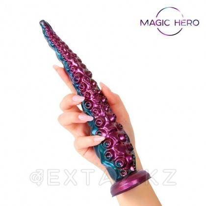 Фаллоимитатор в виде щупальца осьминога Magic Hero зелено-розовый с перламутром (L 270 мм, D 17×55 мм) от sex shop Extaz фото 2