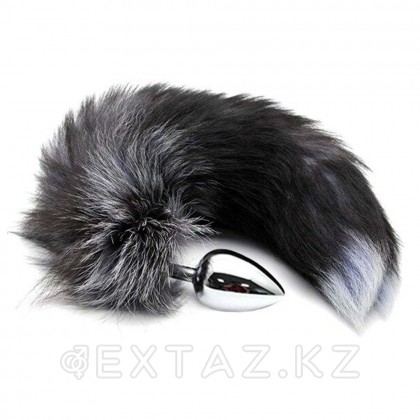 Анальный плаг с лисьим хвостом Black and White Fox Tail L от Alive от sex shop Extaz