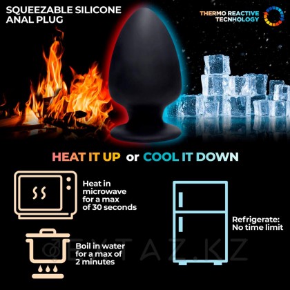 Большая мягкая анальная пробка Squeeze-It Silicone Anal Plug Large, L, черный, 13.2х7.6 см от sex shop Extaz фото 8