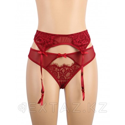 Пояс для чулок с ремешками и трусики красные Flower&bow (M-L) от sex shop Extaz фото 5