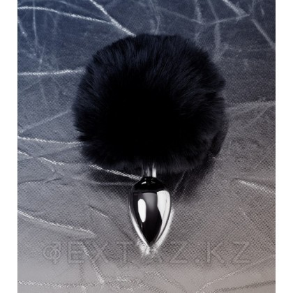 Серебряный анальный плаг с черным хвостиком от sex shop Extaz фото 2