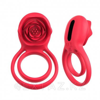 Двойное эрекционное кольцо с вибрацией и стимулятором клитора Rose от sex shop Extaz фото 12