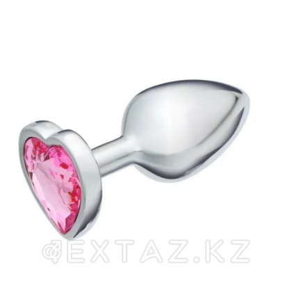 Анальная пробка серебряная с розовым кристаллом в форме сердца (28 мм.) от sex shop Extaz фото 4