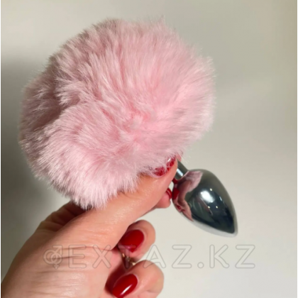 Металлическая анальная пробка с розовым хвостиком Fluffly от Alive (8*3,5 см.) от sex shop Extaz фото 4