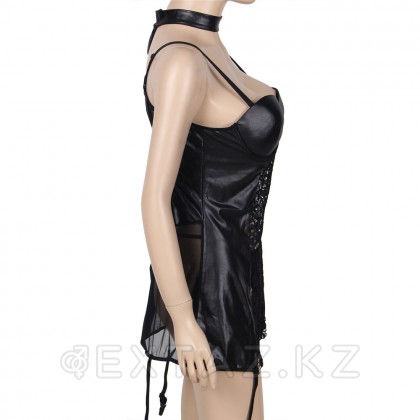 Платье кожаное с пажиками для чулок Ohyeah с кружевом +стринги, XL-2XL от sex shop Extaz фото 7