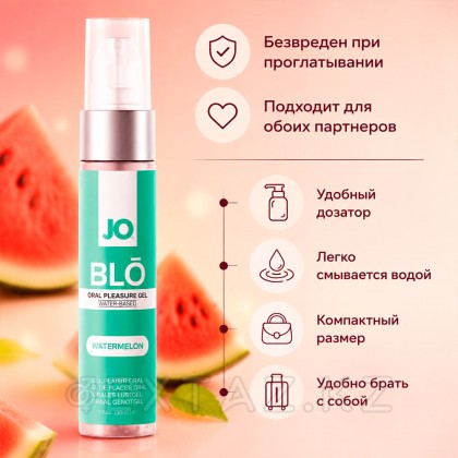Стимулирующий оральный гель с десенсибилизацией JO - BLO, арбуз, 30 мл от sex shop Extaz фото 3