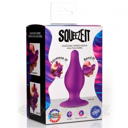 Мягкая гибкая анальная пробка Squeeze-It Squeezable Tapered Medium Anal Plug, M, фиолетовый, 9.4х4.1 см от sex shop Extaz фото 3
